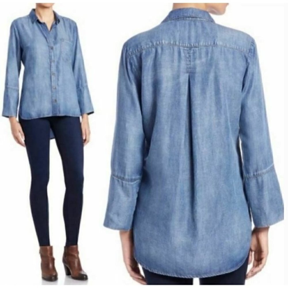 Cloth & Stone Womens Medium Amabel High Low Hem Chambray Tencel